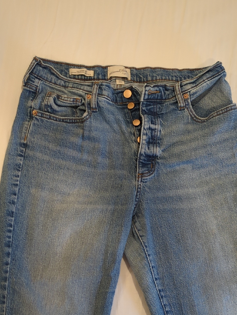 Universal Thread High-Rise Button-Fly Jeans in Blue Denim